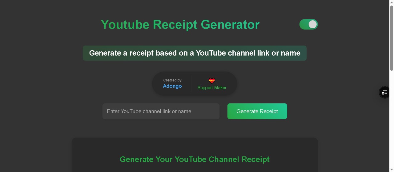 YouTube Receipt